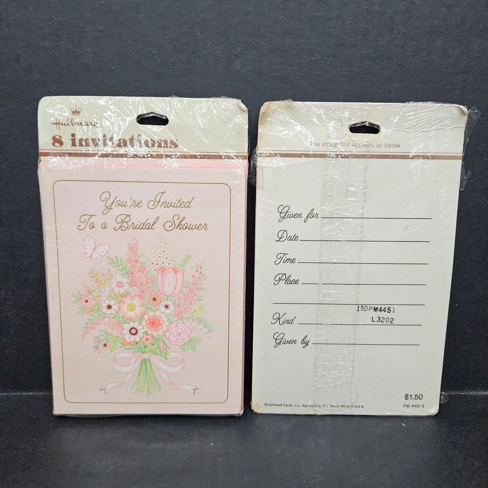 Hallmark Bridal Shower Invitations Pink Floral Butterfly Vintage 16 Count NEW